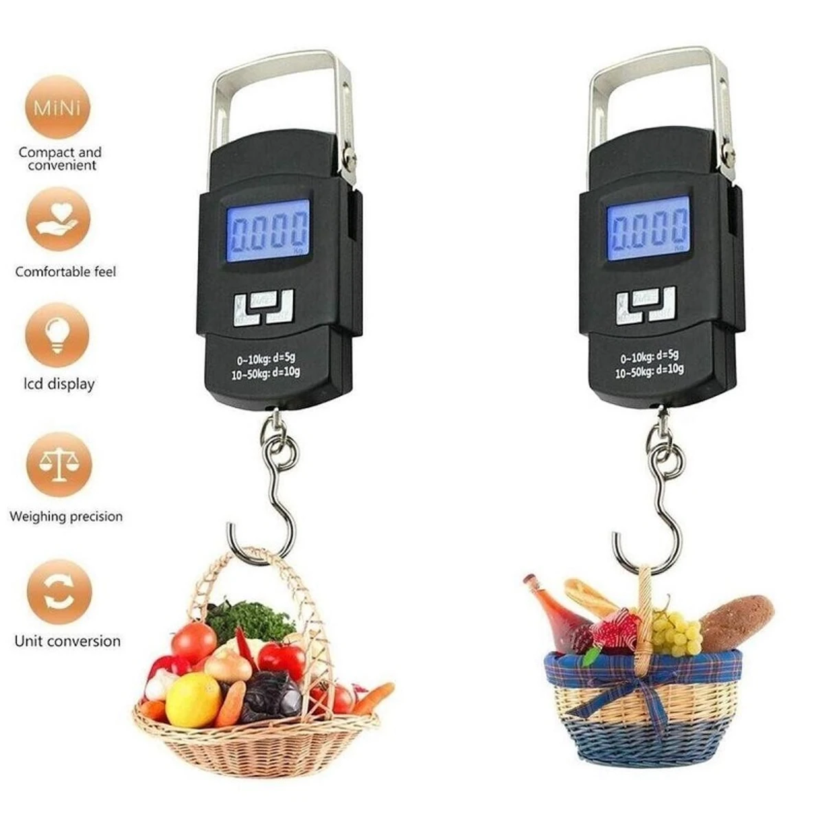 Portable Handy Mini Digital Electronic luggage Weight Scale (50kg) - Black