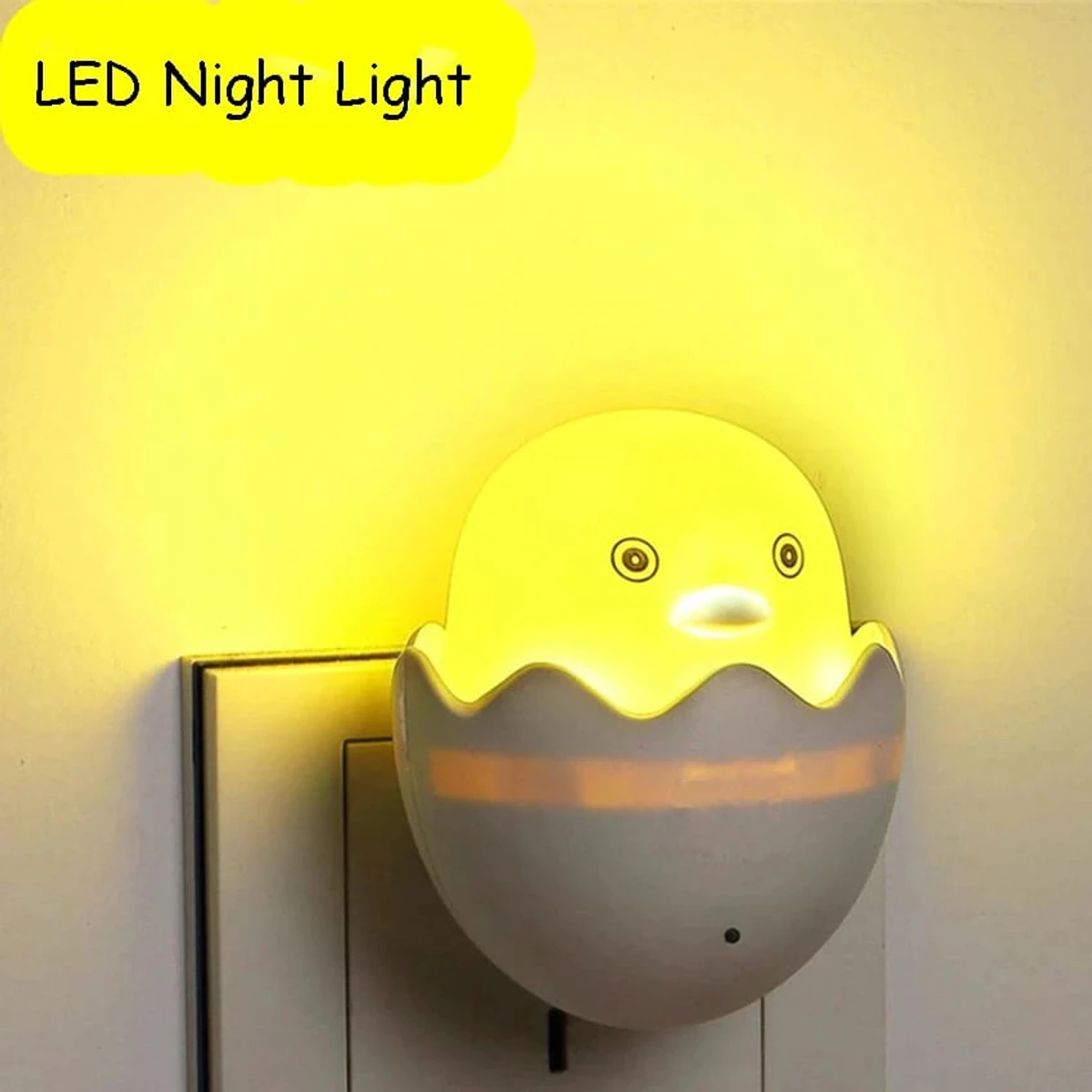 Yellow duck with egg shape led night light with Mushroom