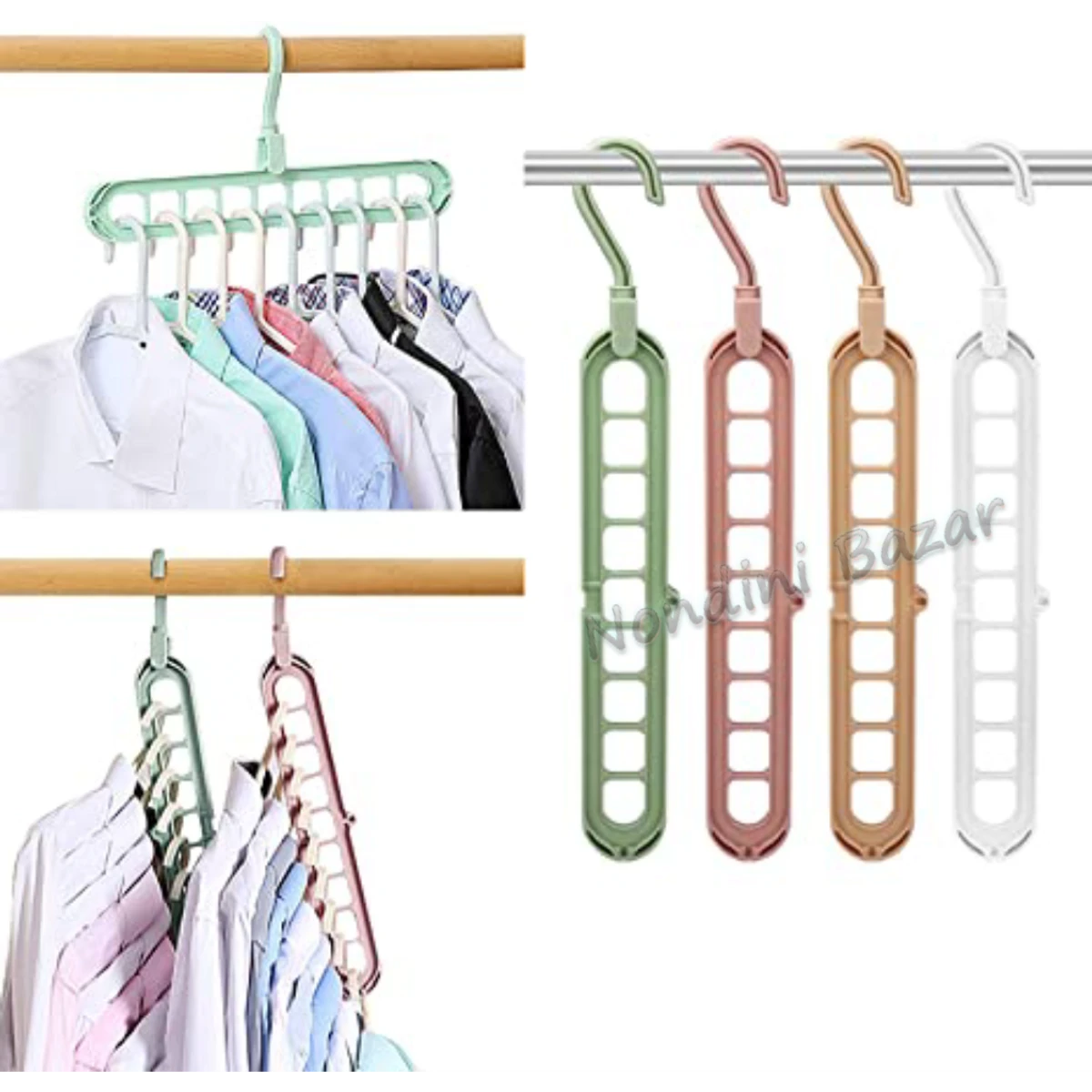 Rotating Magic Hanger / Multi-Function Folding Magic Cloth Hanger/ 9 Holes Hanger - Hanger
