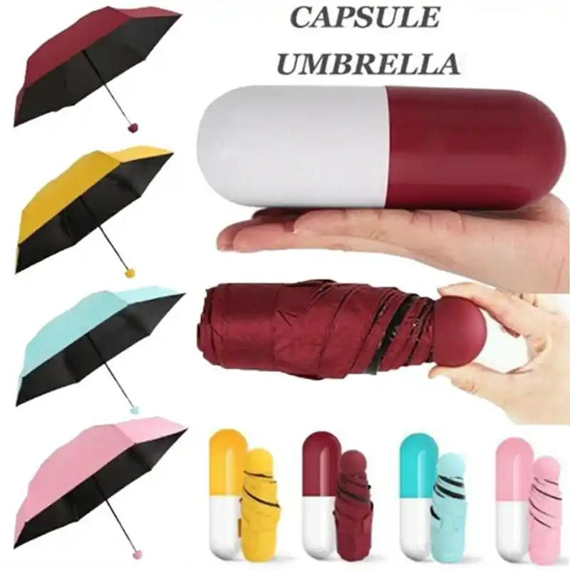 Folding Umbrella with Cute Capsule Case