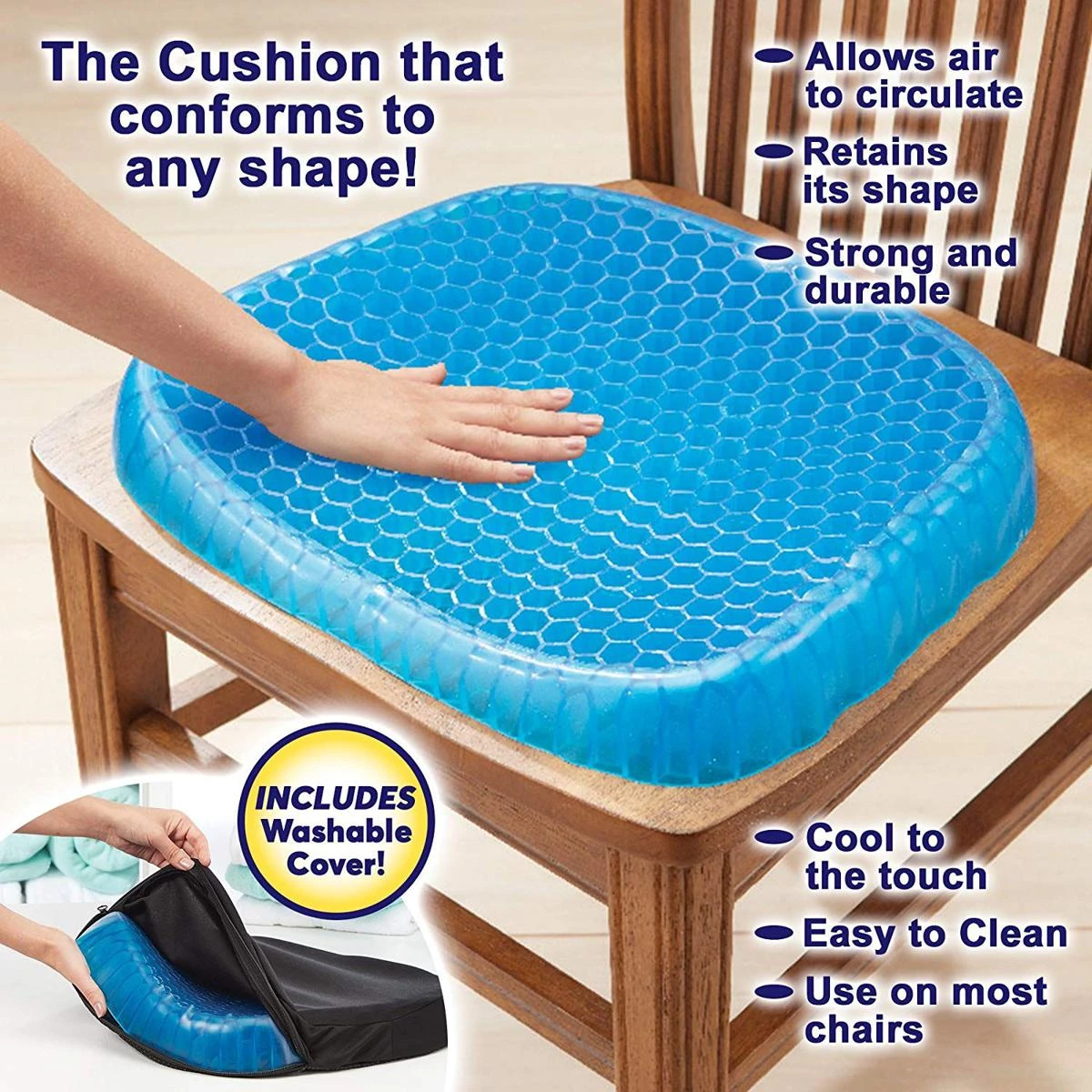 Egg Sitter Seat Cushion with Non-Slip Cover - Blue