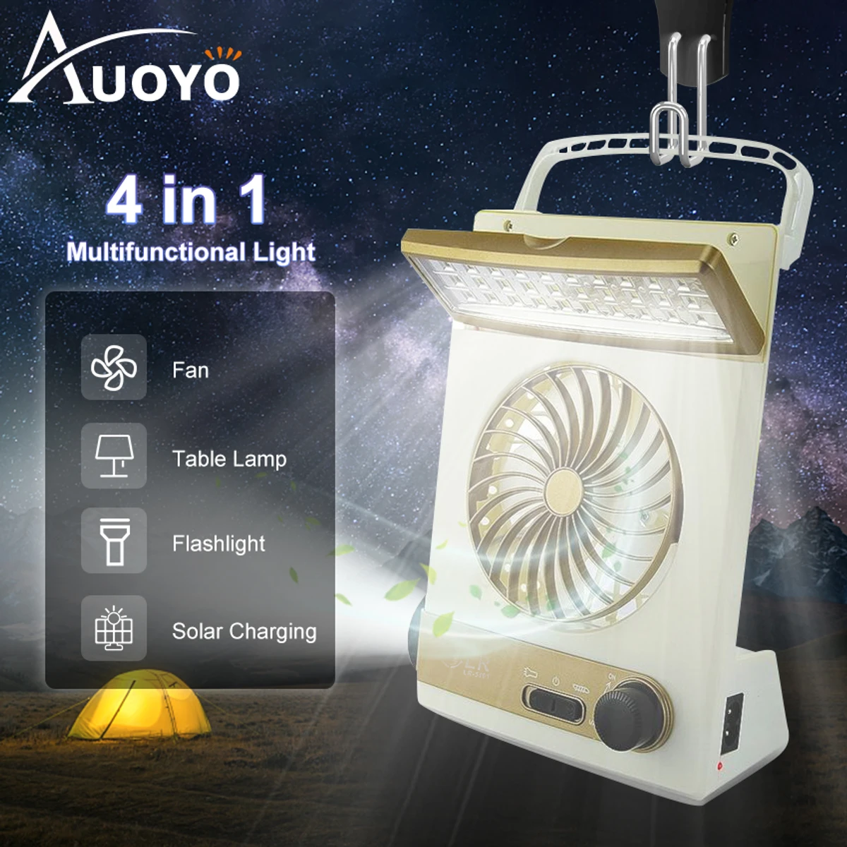 4 in 1 solar Multi Function light with fan