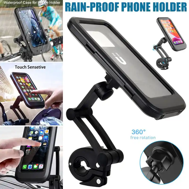 Waterproof TPU Touch Screen 360° Universal Adjustable Phone Mount Holder for Motorcycle and Bicycle