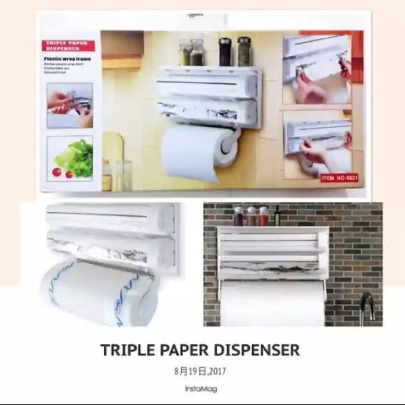3 in 1 Triple Paper Dispenser Foil Paper, Tissue and Paper Dispensers