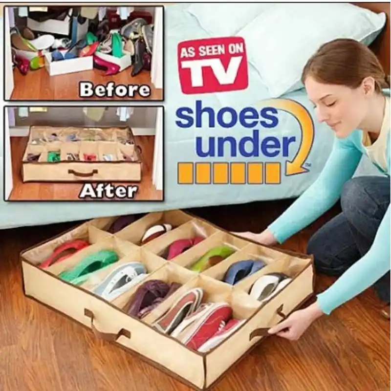 Shoe Box Organizer 12 Pairs Fabric Storage Holder