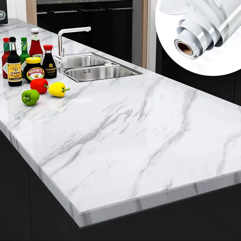 Oil Proof Marble Pattern Self Adhesive Wall Stickers ( 5 Meter )