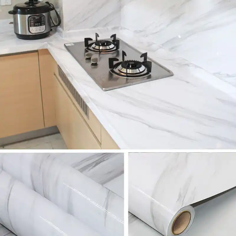 Oil Proof Marble Pattern Self Adhesive Wall Stickers ( 5 Meter )