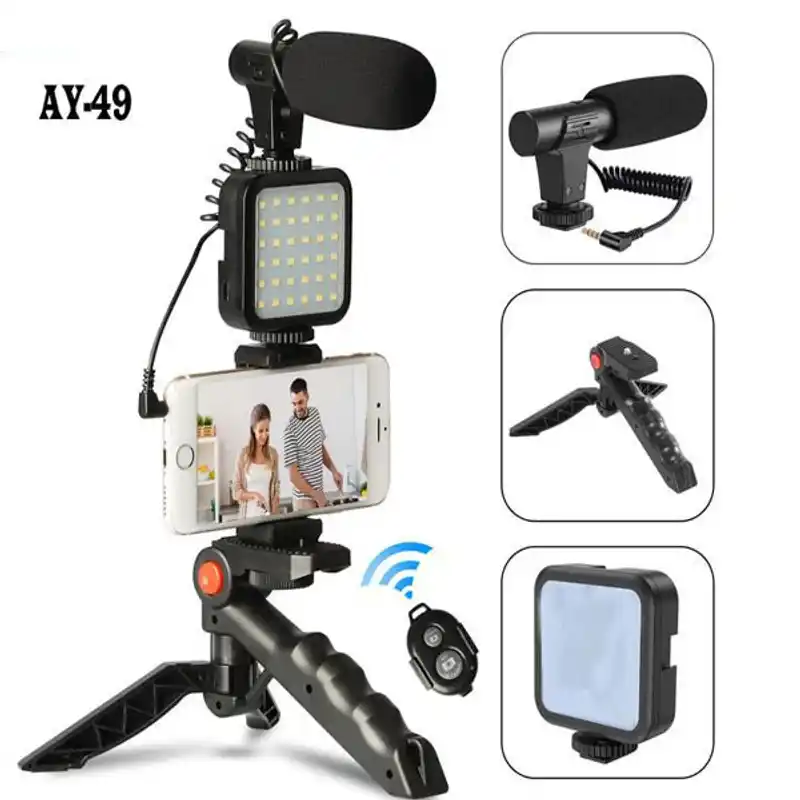 AY-49 remote control Video Kits Microphone LED Fill Light Mini Tripod