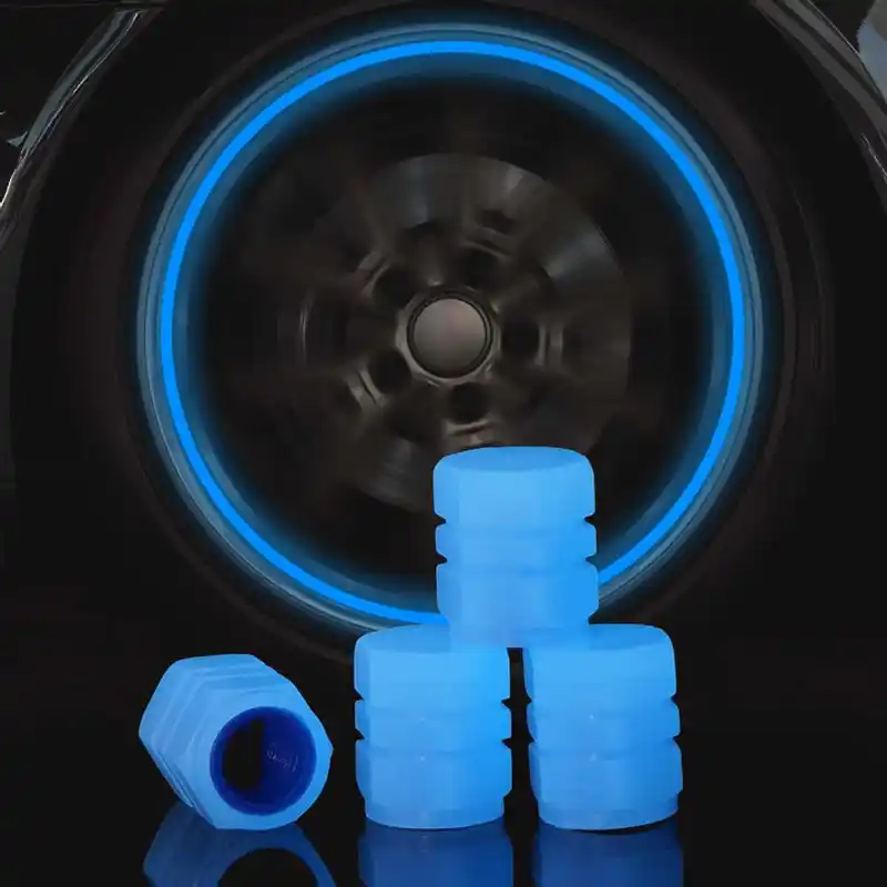 4 pcs Luminous Car Wheel Tire Valve Caps Tyre Rim Stem Covers